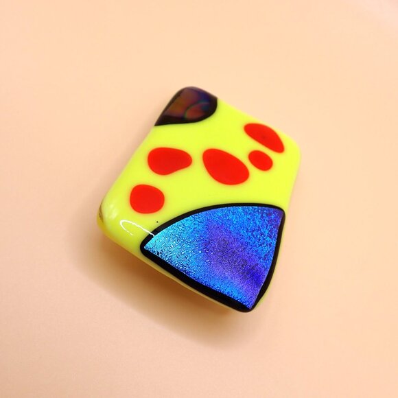 Eccentric Abstract Art Glass Neon Yellow Green Belt Custom Buckle main image 5
